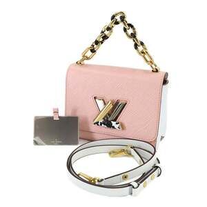 Louis Vuitton Epi Twist PM Chain Hand Shoulder Handbag Leather Pink White M58...